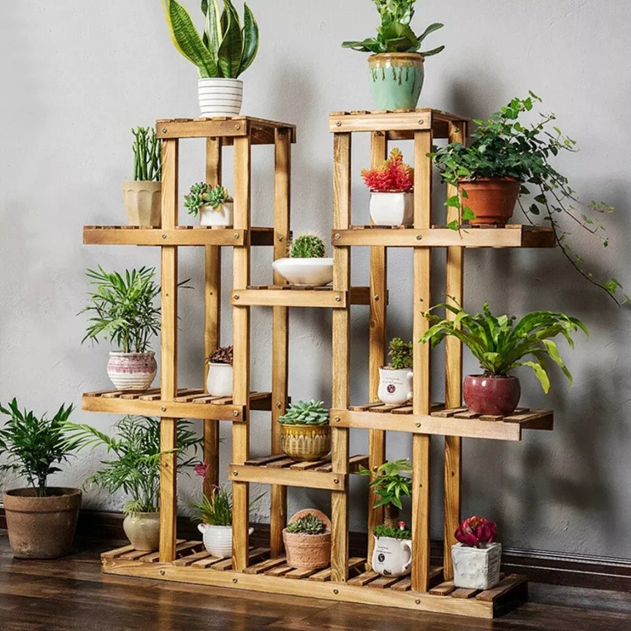 Wisfor Wooden Plant Shelf Indoor Outdoor MultiTier Plant Display Stand
