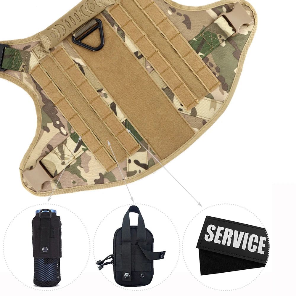 PETRAVELCN Tactical Dog Harness Set For Large Dogs No Pull