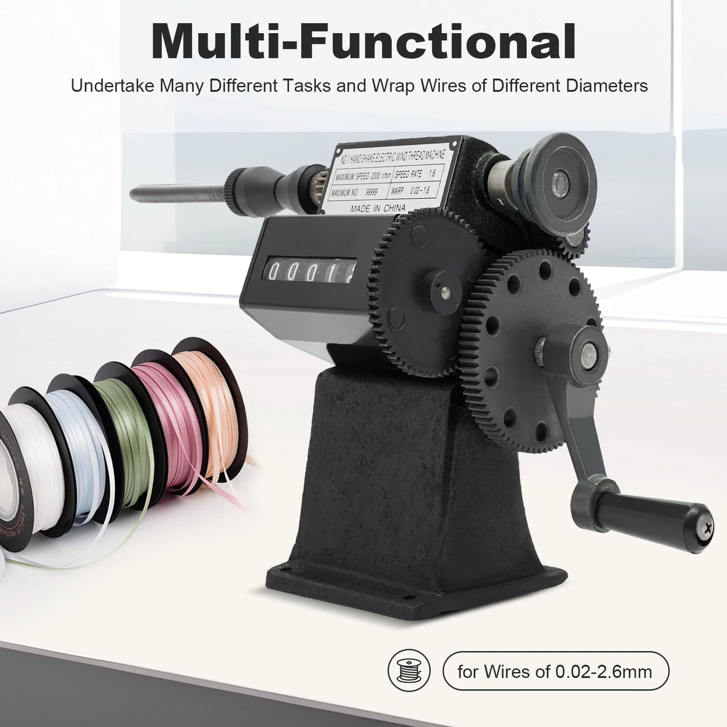 Fishing Line Spooler With Counting Machine For Spool Winding