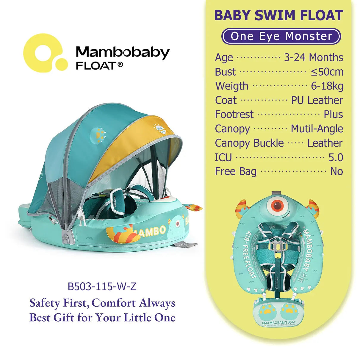 Mambobaby No Inflation Baby Float Harness For Safe Play
