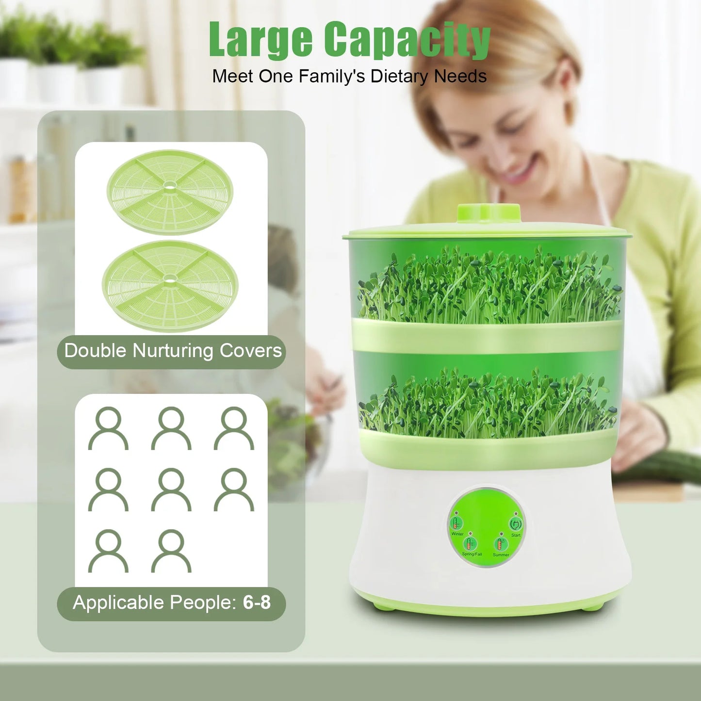 Automatic Bean Sprout Maker 2 Layer Home Gardening Device