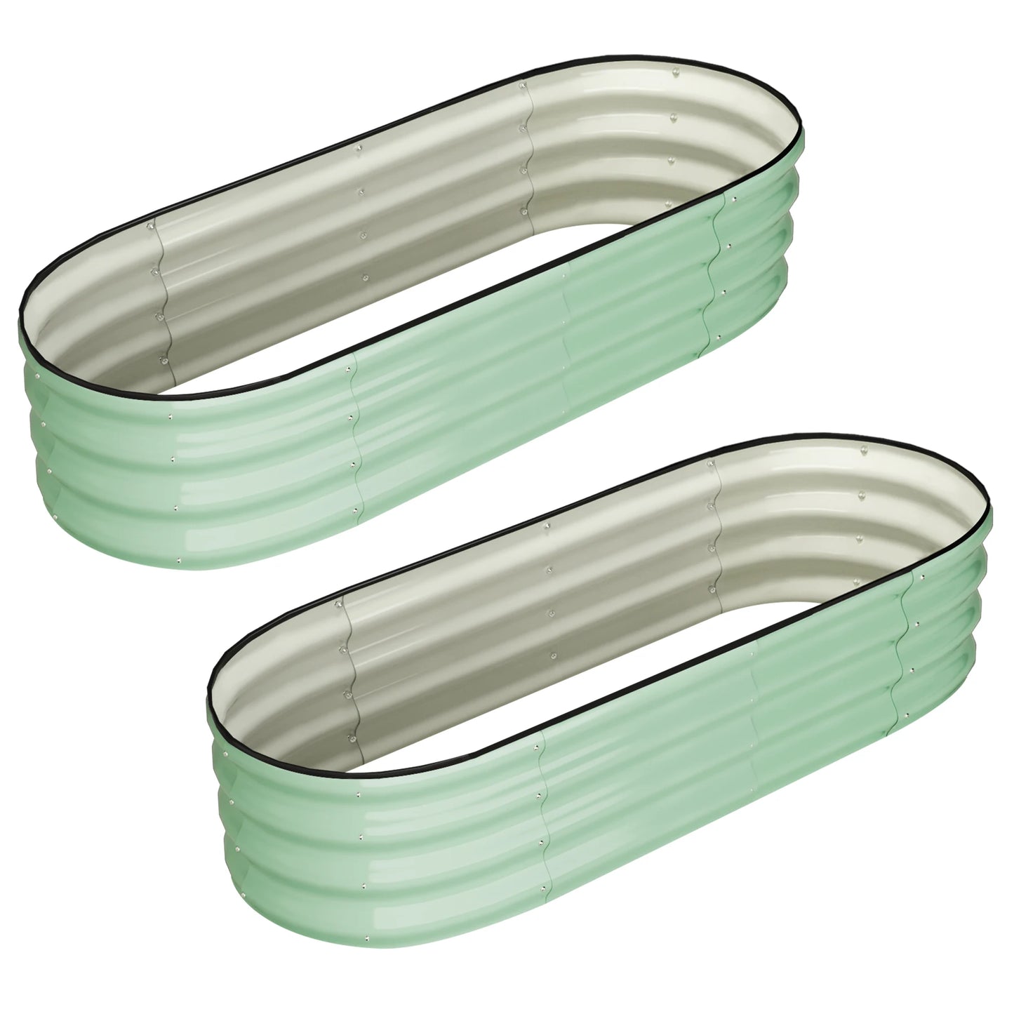 HiMISS Galvanized Oval Raised Garden Bed Outdoor Planter