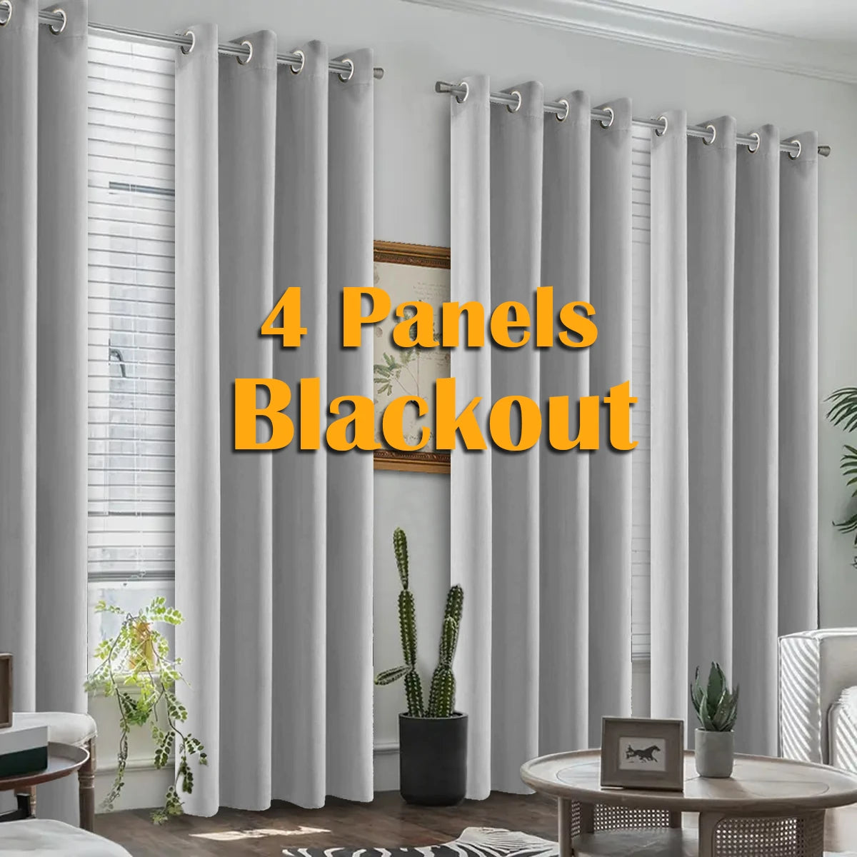 Blackout Curtains 4-Piece Set Heat Insulated For Bedroom And Living Room