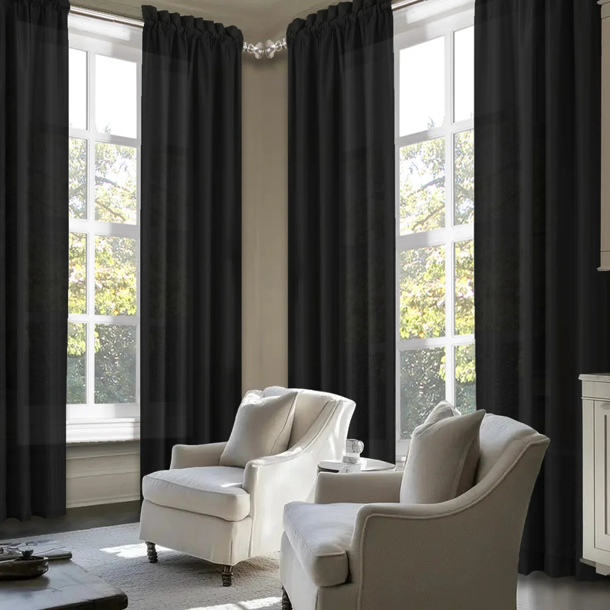 SABALANICA Light Filtering Curtains 4-Piece Rod Pocket Polyester Living Room