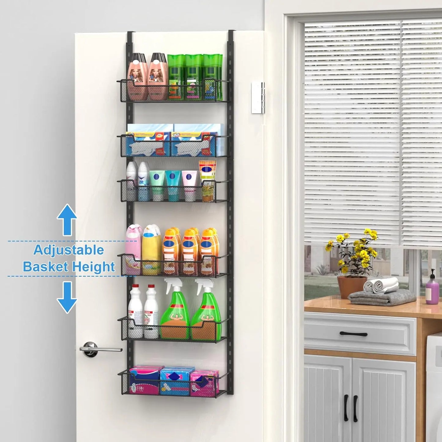 Over The Door Pantry Organizer Six Tier Adjustable Basket