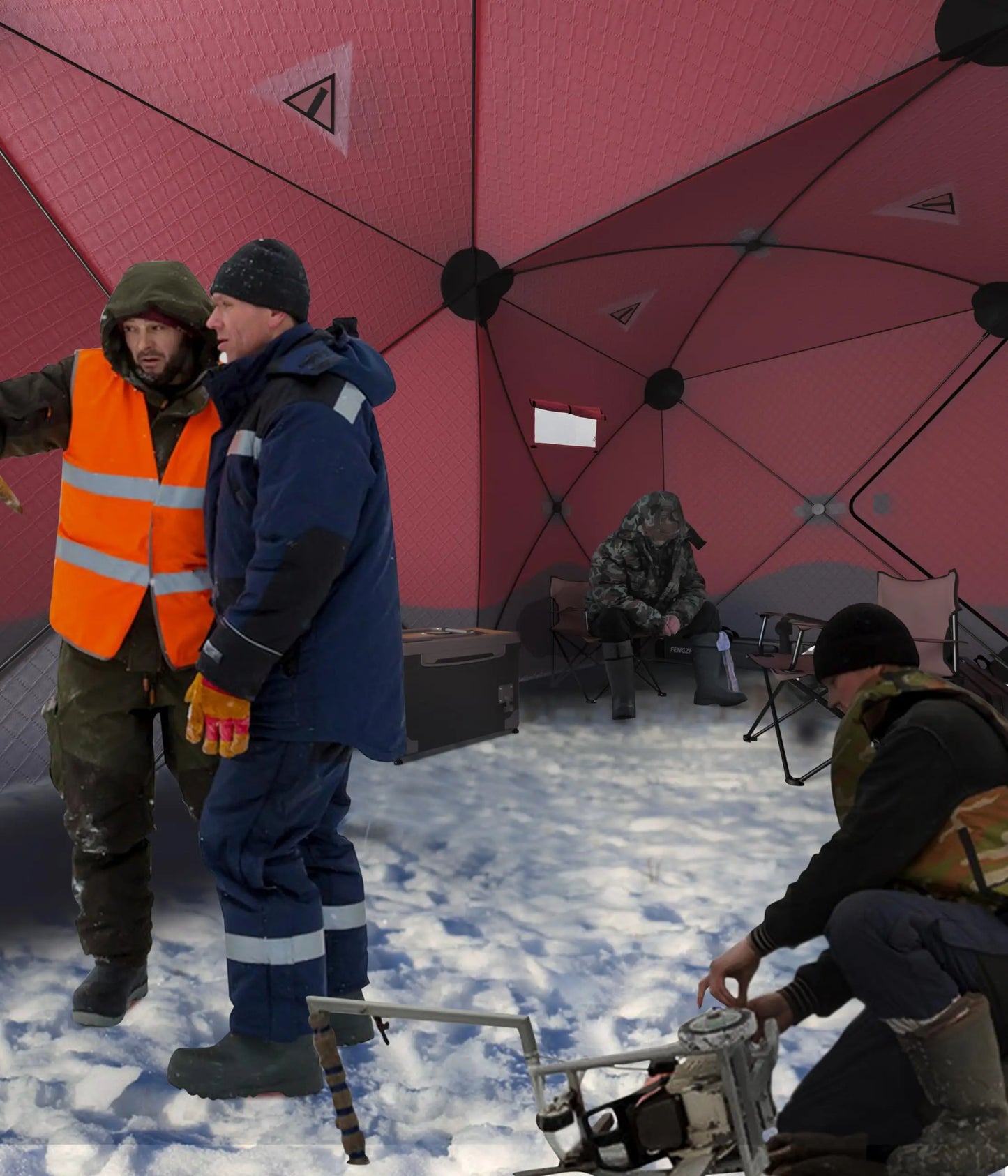 Pop Up Ice Fishing Tent Insulated Shelter For 3 To 4 Person Hub Style