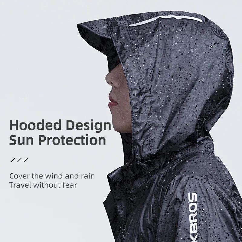 ROCKBROS Cycling Raincoat Mens Hooded Breathable Waterproof Reflective Jacket