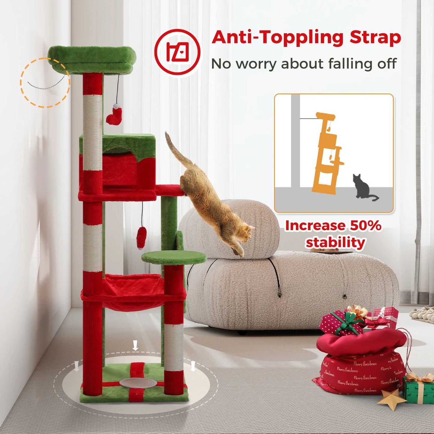 PawZ Road 5 Tier Indoor Cat Tree With Hammock