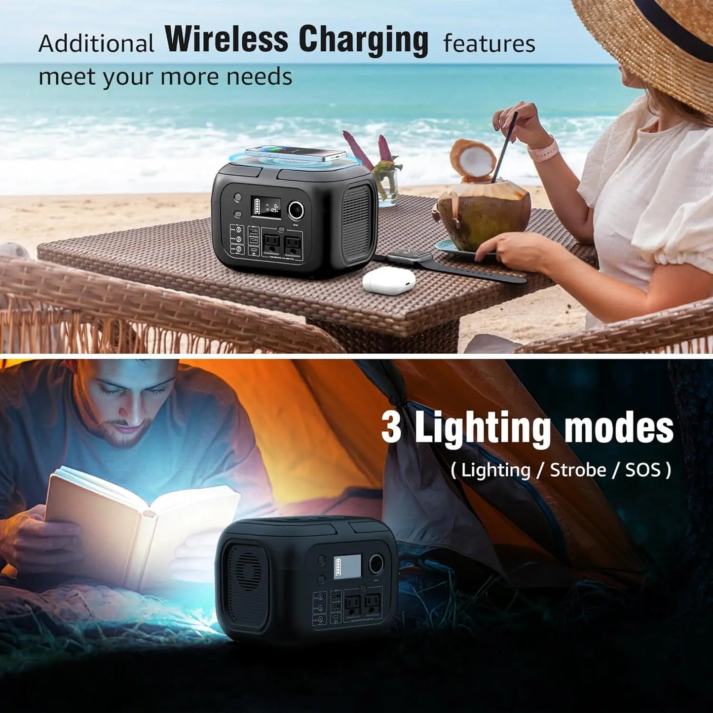 SinKeu Portable Power Station Solar Generator With AC Outlet 110V
