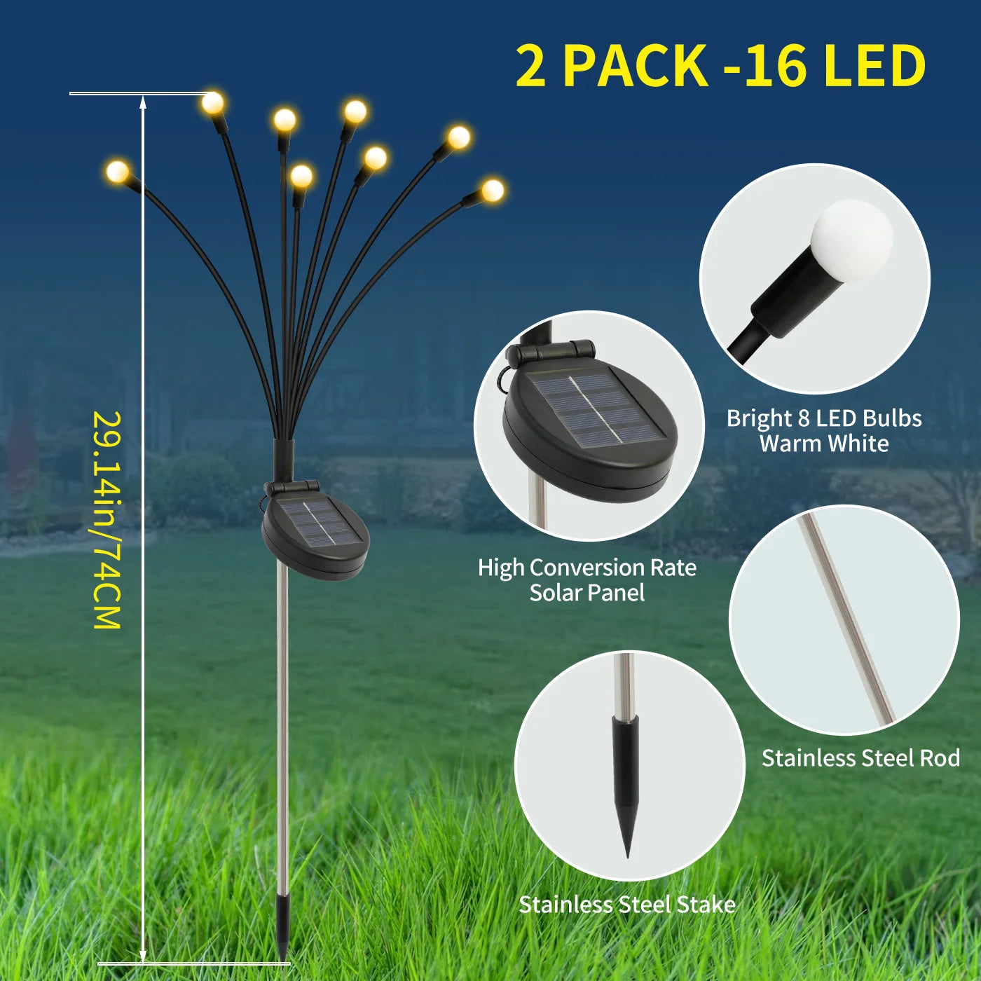 Solar Firefly LED Garden Lights Outdoor Waterproof Pathway Decor