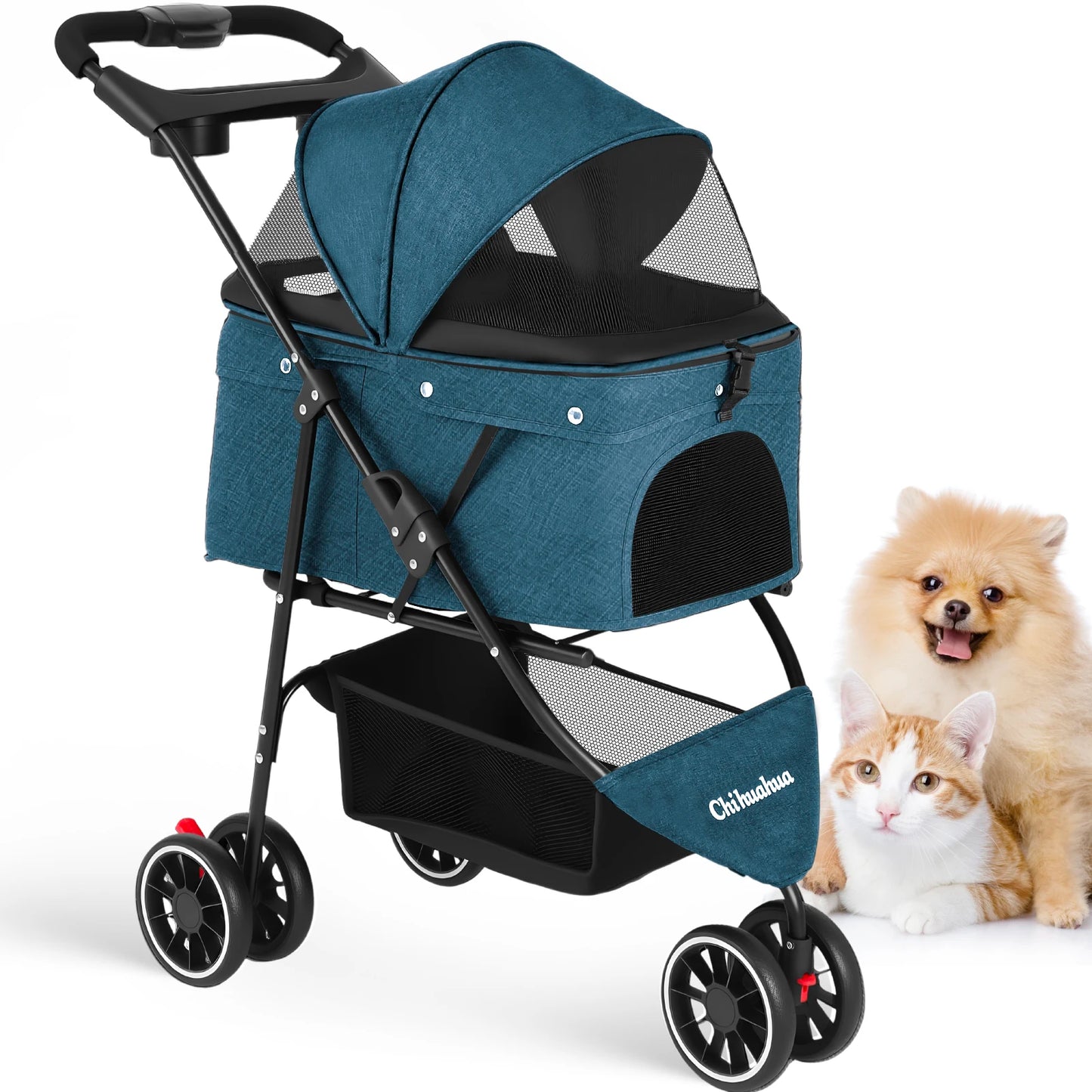 Chihuahua Pet Stroller for Dogs and Cats Portable Foldable Carrier