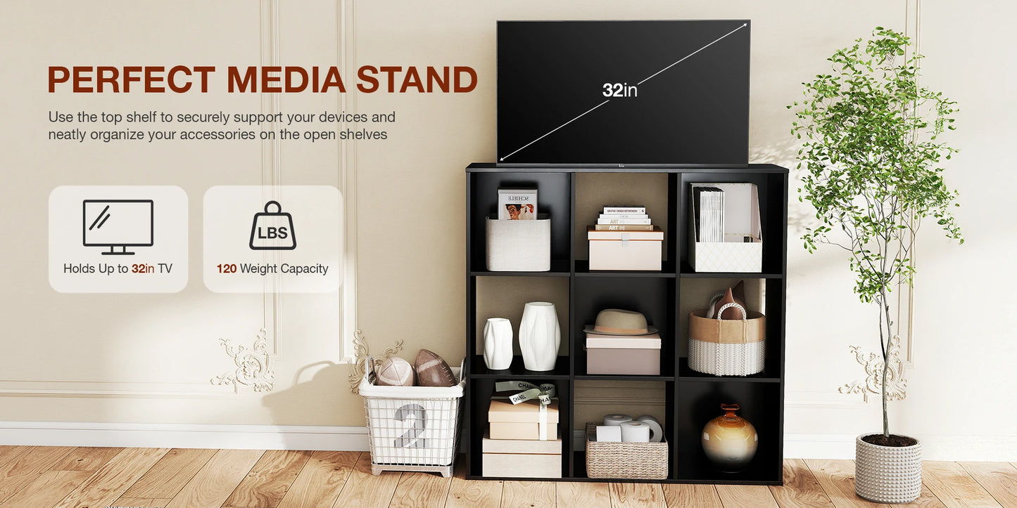 JHK 9 Cube Storage Organizer Wood Shelf Bookcase Living Room