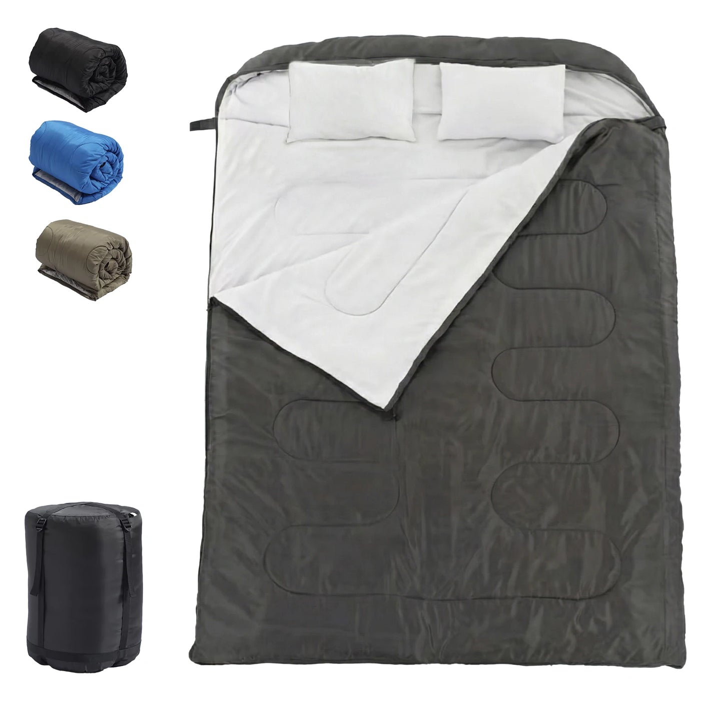 JHK Double Sleeping Bag For Adults With Pillow 3 Season