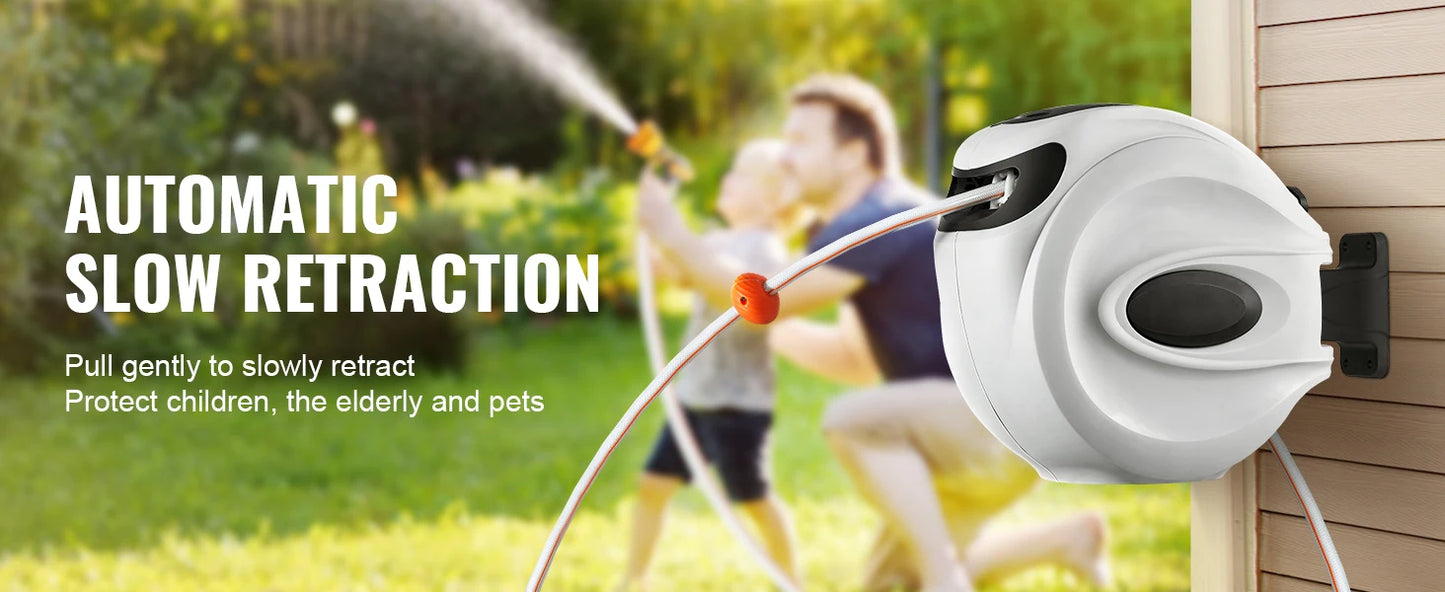 SucceBuy Retractable Hose Reel With 180 Degree Swivel Wall Mount