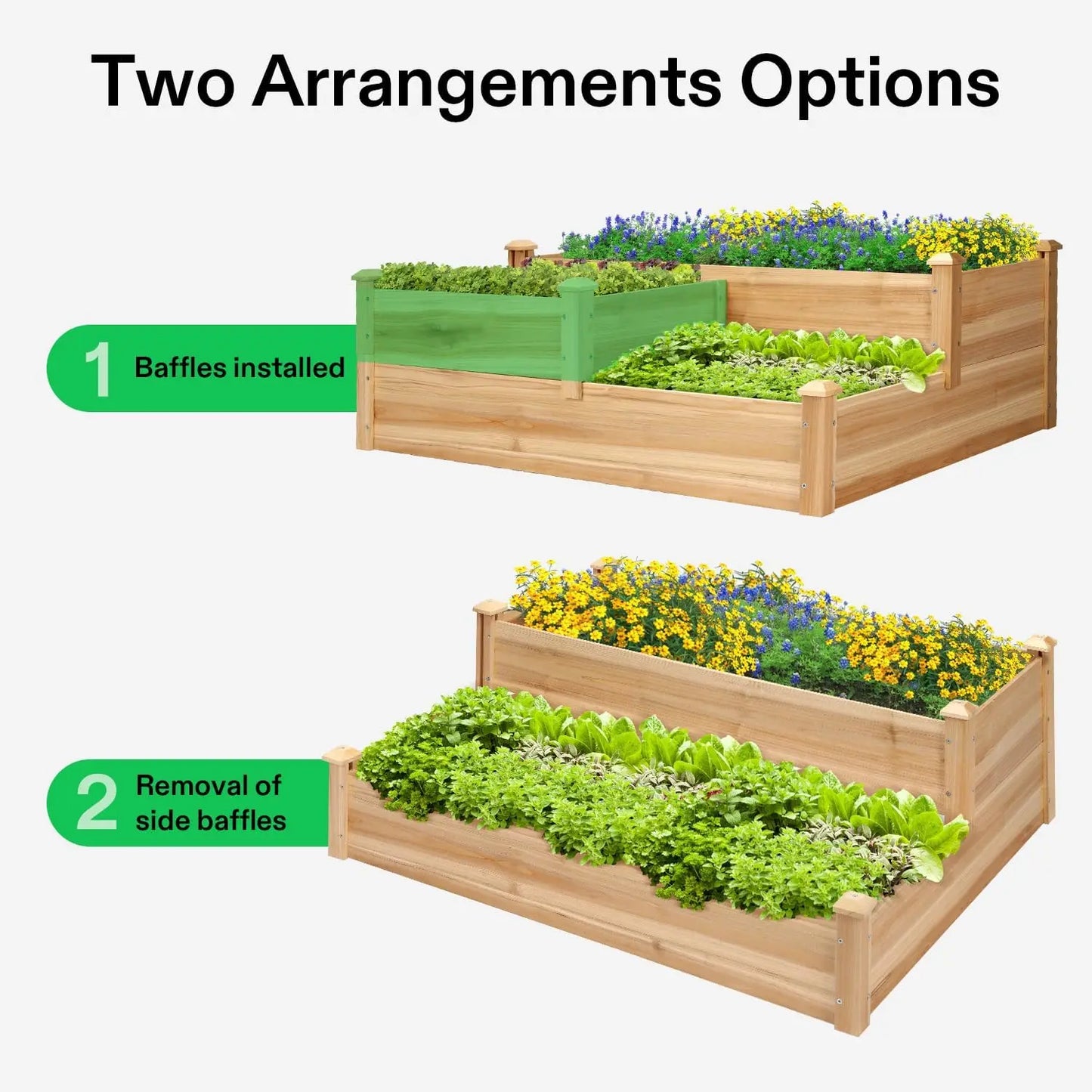 Three-Tier Wooden Raised Garden Bed Planter Box For Outdoors