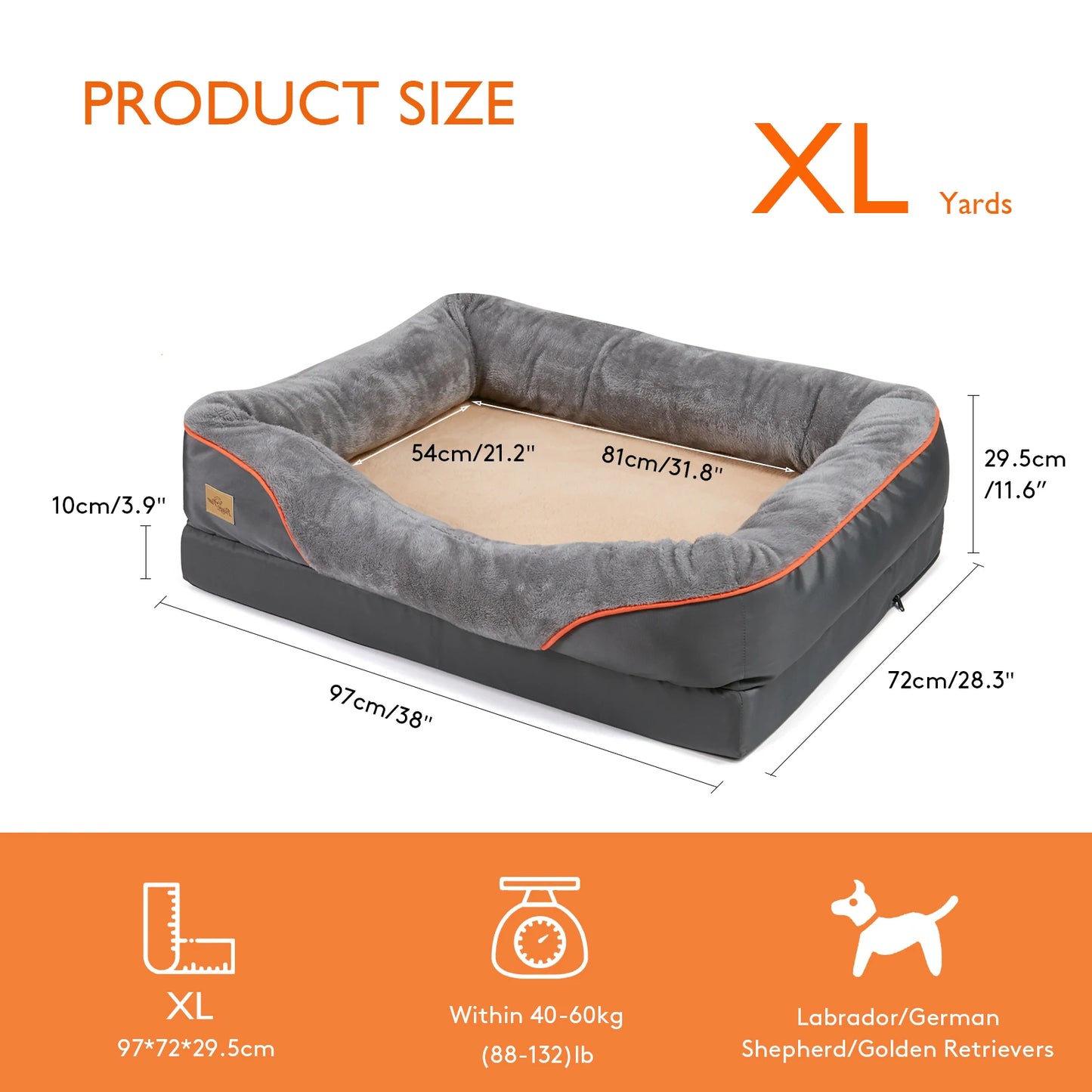BINGOPAW Dog Bed Anti Allergy Warm Fleece Removable Waterproof Cover