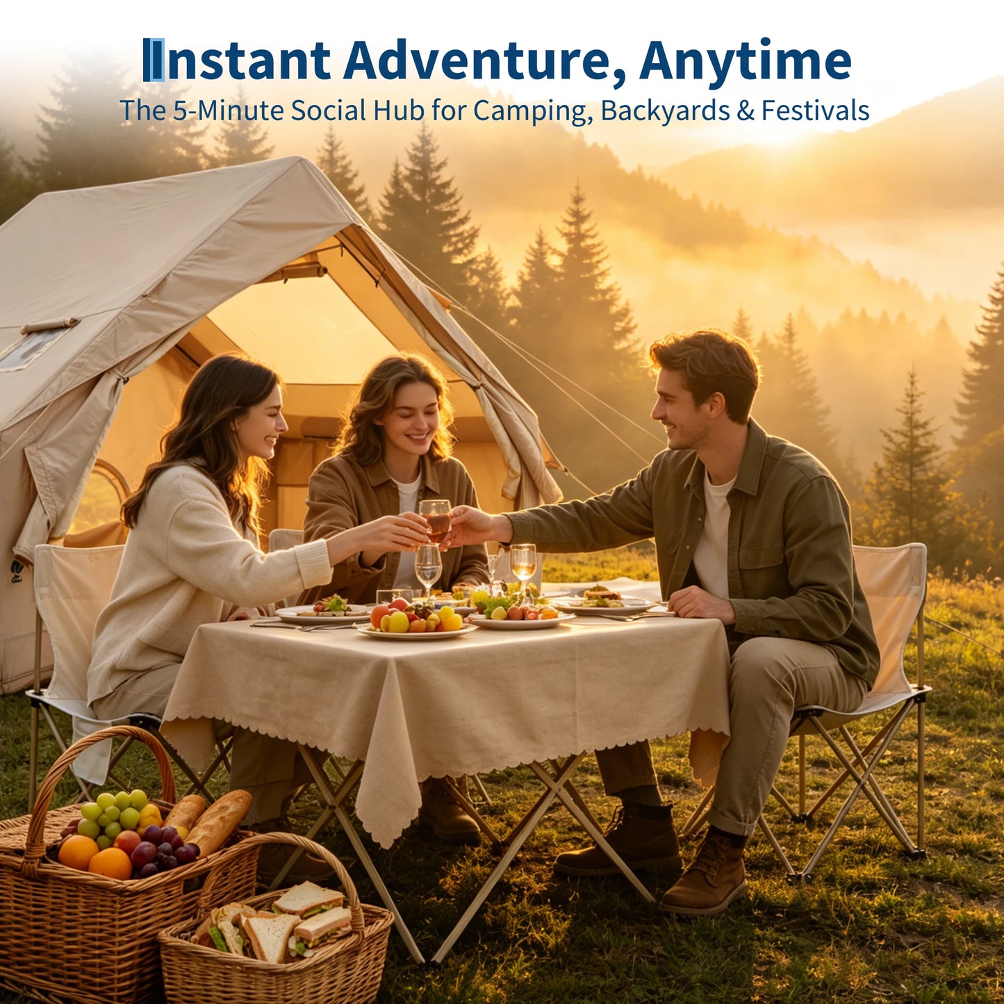 Spacious Waterproof Inflatable Camping Tent For Family Outdoor Shelter