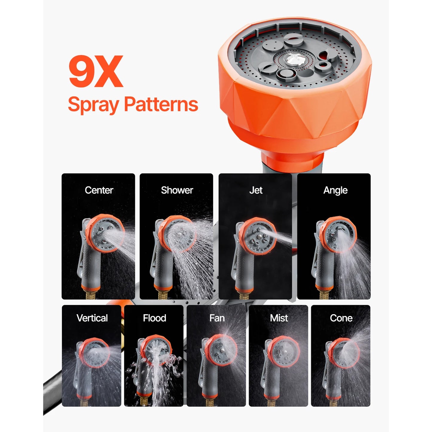 SucceBuy Retractable Wall Mounted Hose Reel With 9 Pattern Nozzle