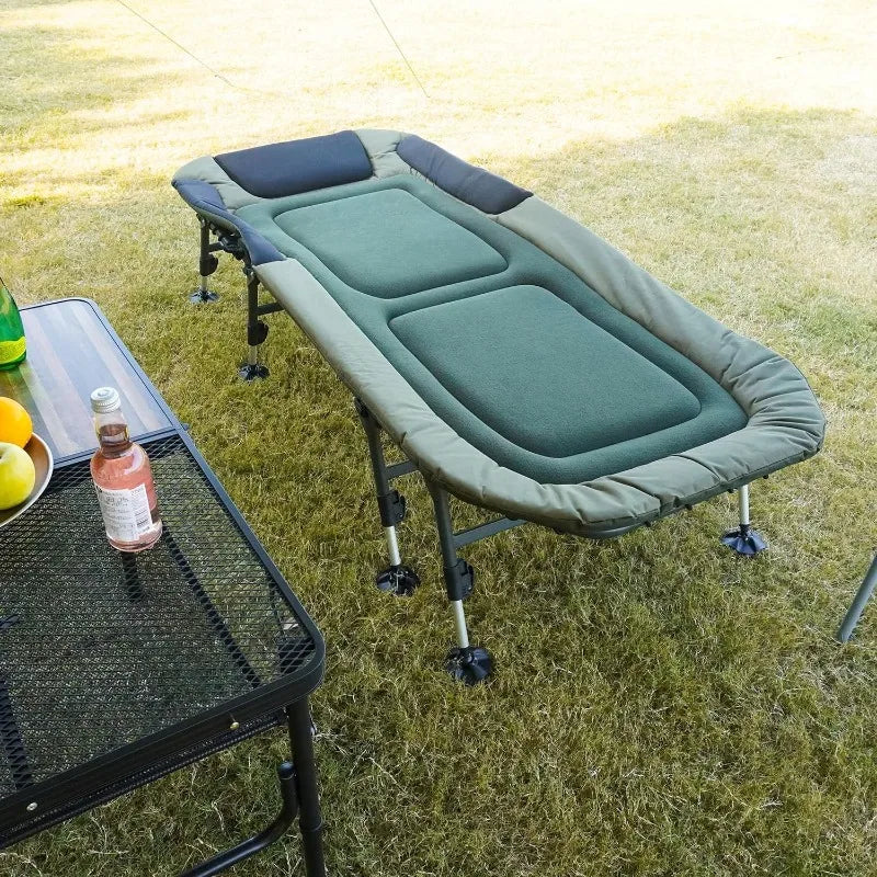 Portable Camping Cot For Adults Heavy Duty Folding Bed With Padded Cushion