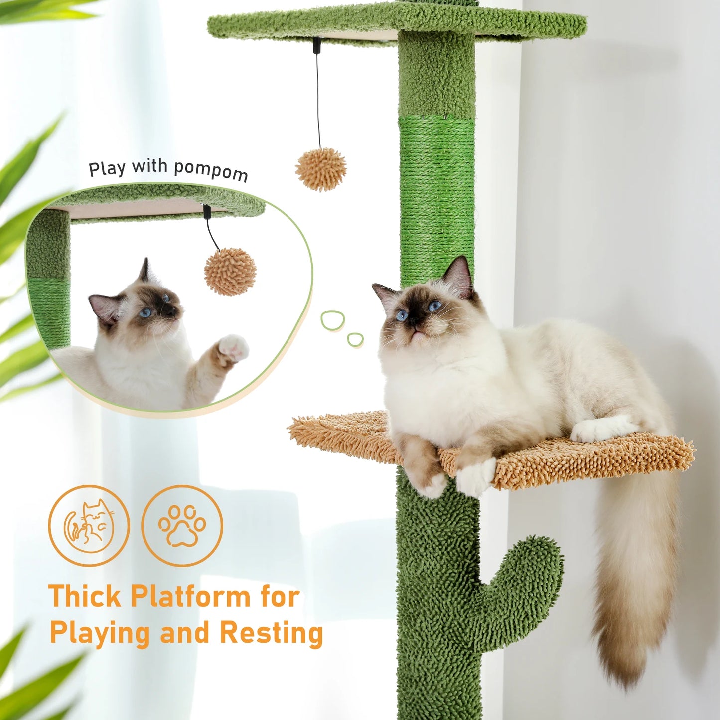 PAWZ Road 5 Tier Floor To Ceiling Cactus Cat Tree
