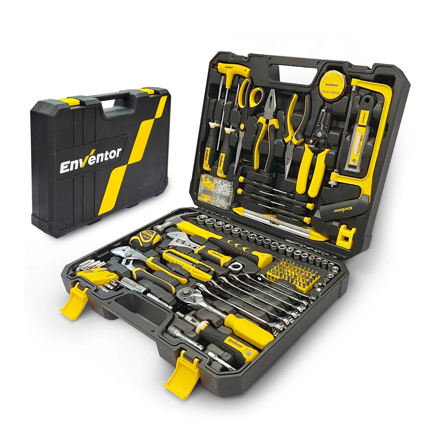Enventor 90 Piece Home Tool Kit With Storage Box For DIY Projects