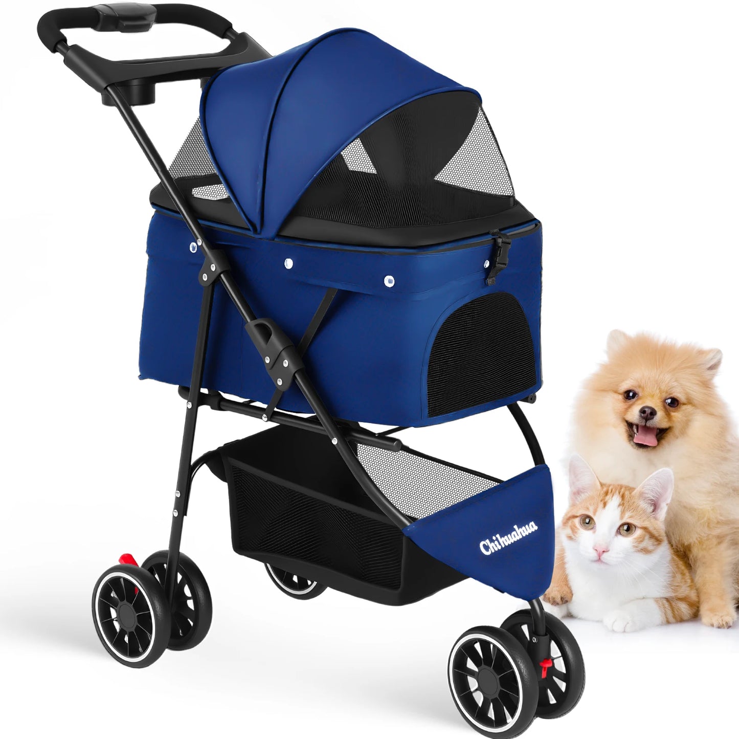 Chihuahua Pet Stroller for Dogs and Cats Portable Foldable Carrier