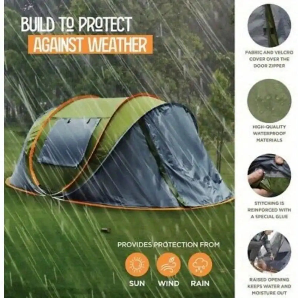 Camping Easy Pop Up Tent With Two Doors UPF50+ Waterproof