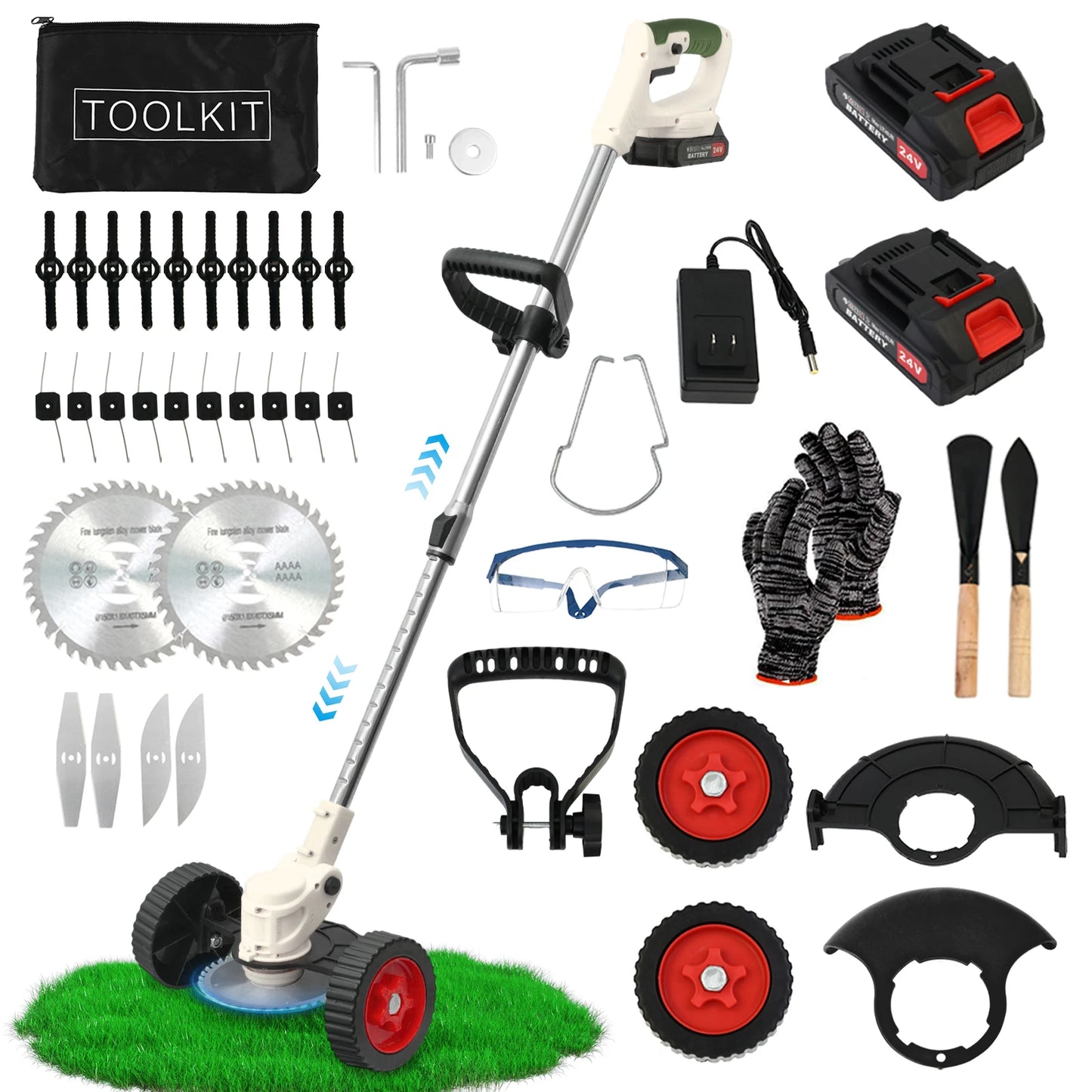 21V Cordless Grass Trimmer 3-In-1 With 2x2Ah Batteries