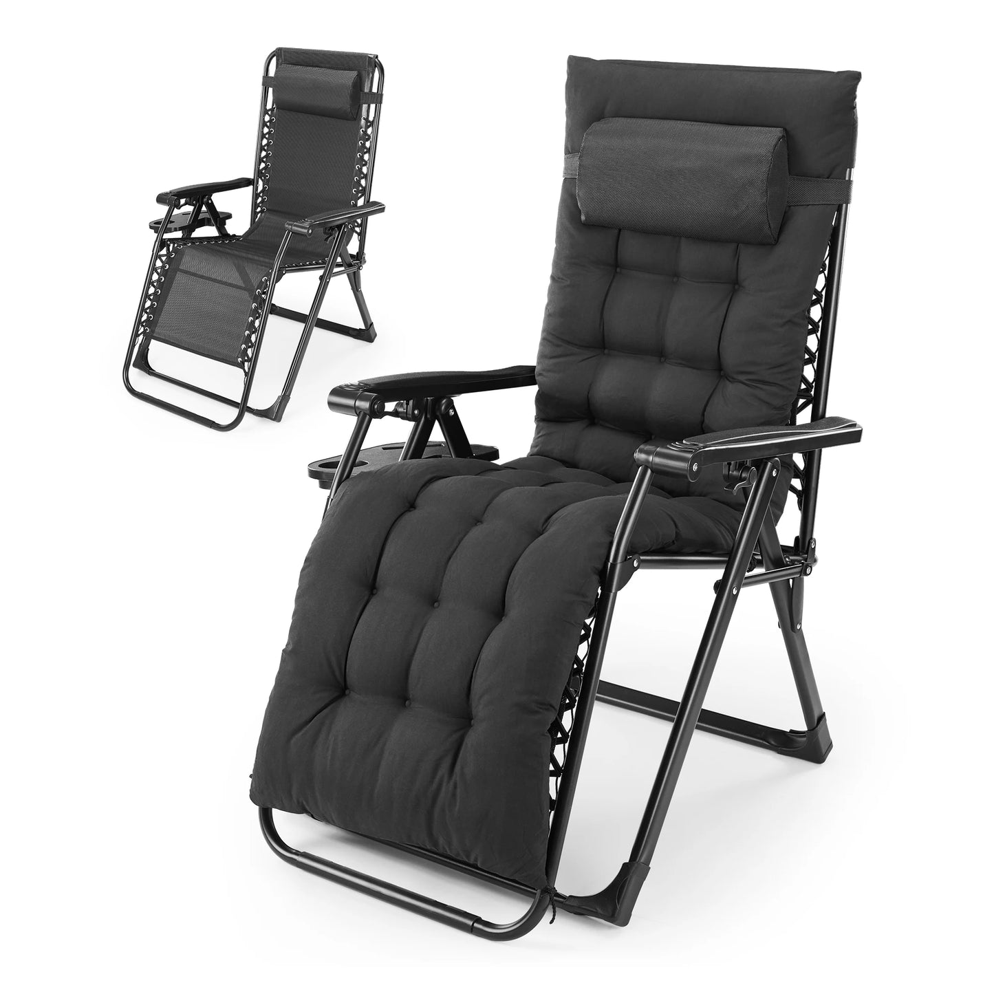 JHK Zero Gravity Recliner Folding Lounge Chair With Cup Holders