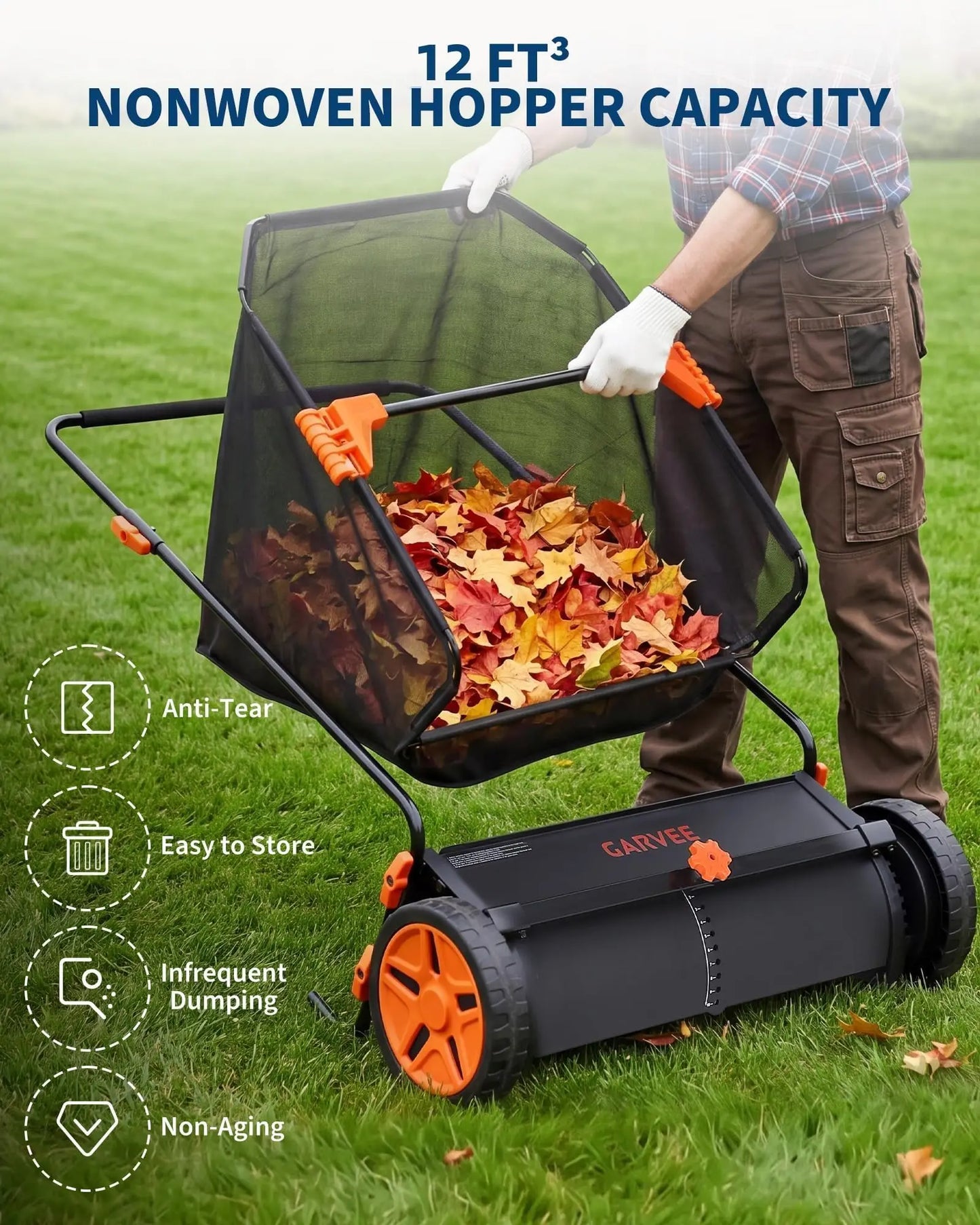Studyset 30 Inch Heavy Duty Lawn Sweeper With Mesh Bag