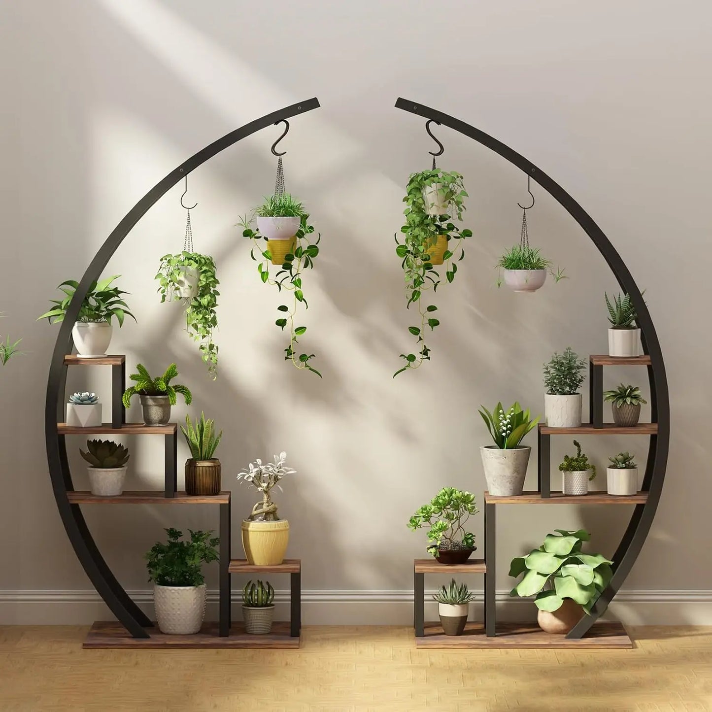 TWISTER.CK 2 Pack 5Tier Metal Plant Stand Half Moon Shelf