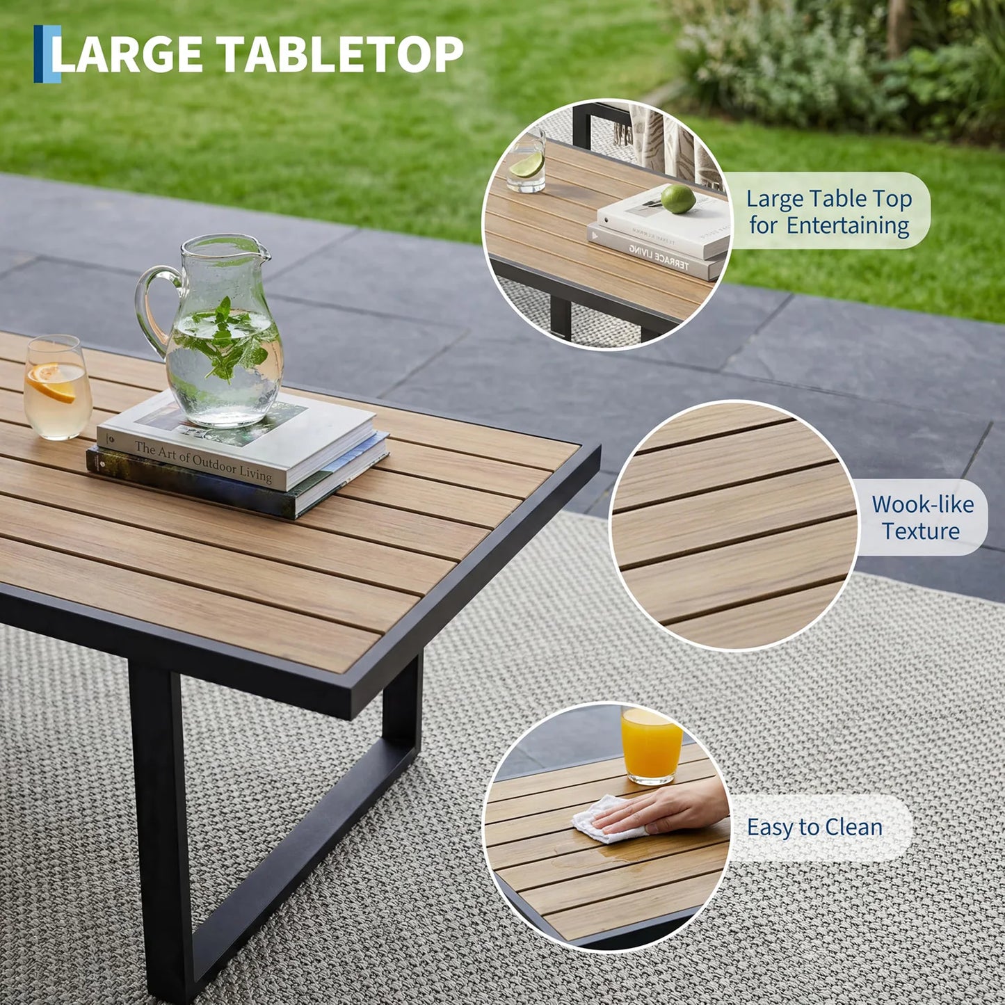 HobbyLane Modern 4 Piece Patio Furniture Set With Coffee Table