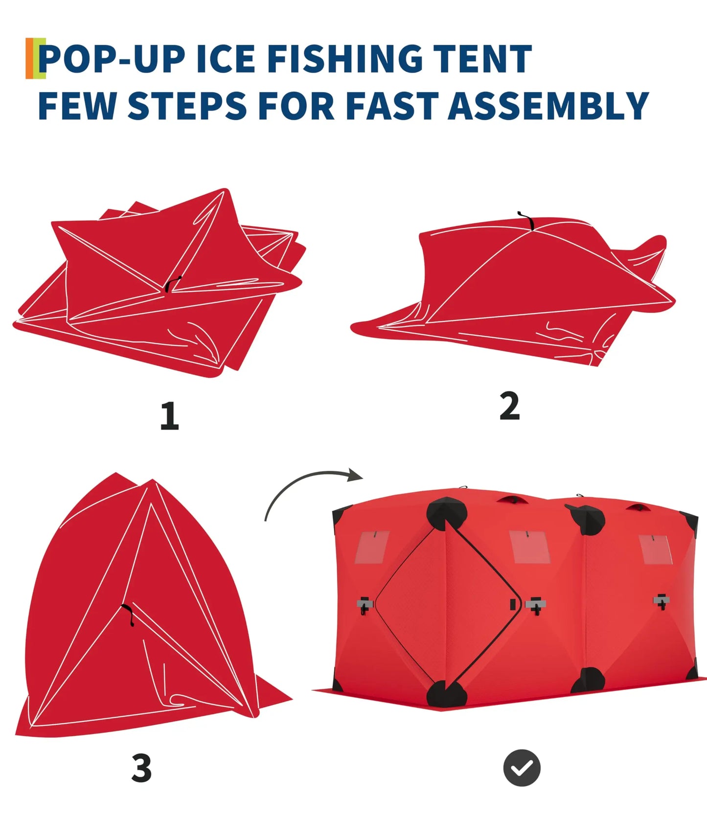 Pop Up Ice Fishing Tent Insulated Shelter For 3 To 4 Person Hub Style