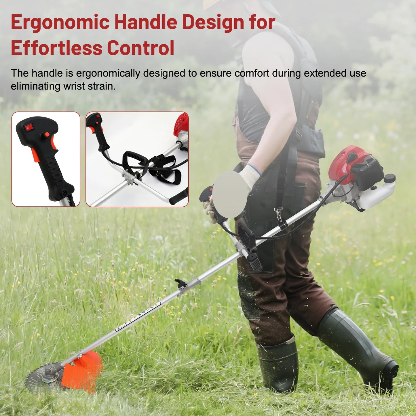 Gas Powered 4-In-1 Weed Wacker And Brush Cutter With Heads
