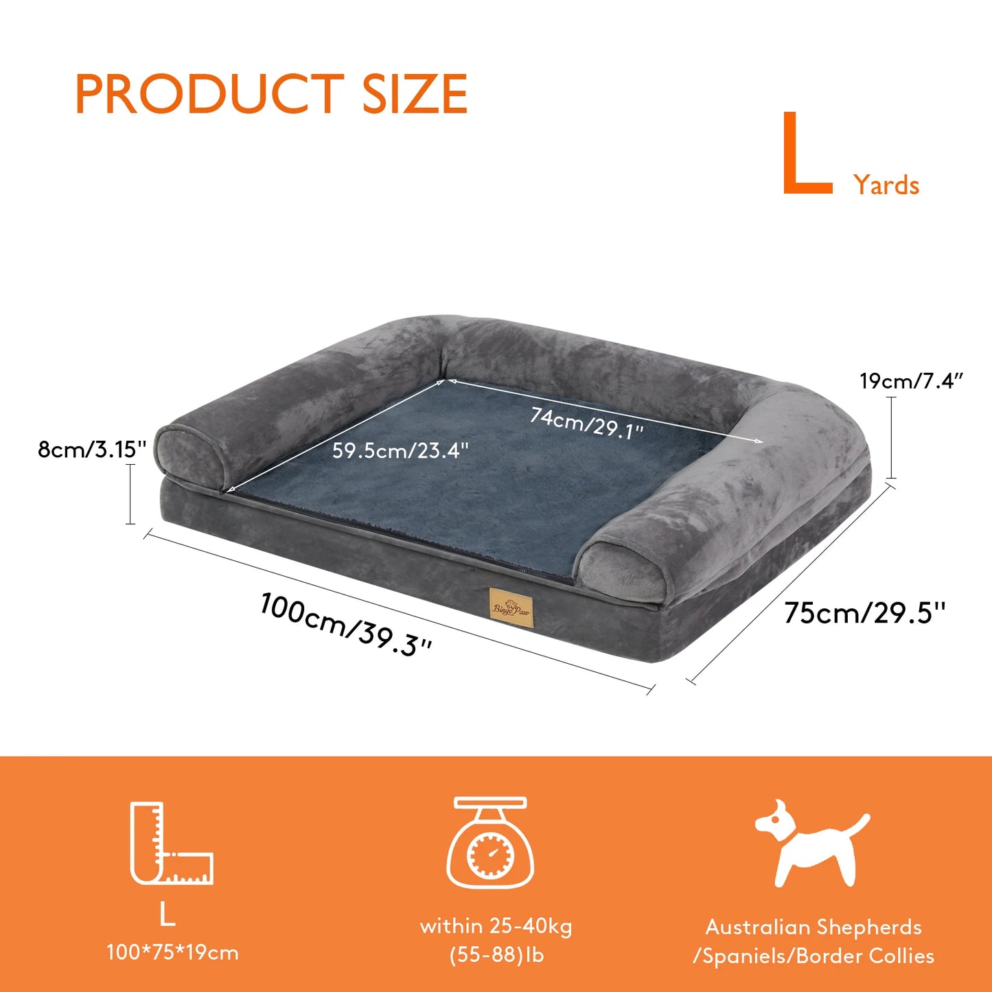 Bingopaw Extra Large Orthopedic Dog Bed With Washable Cover
