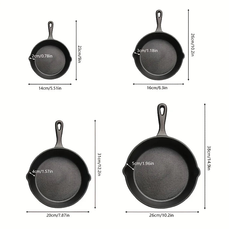 Cast Iron Skillet Set Induction Safe Uncoated Frying Pans