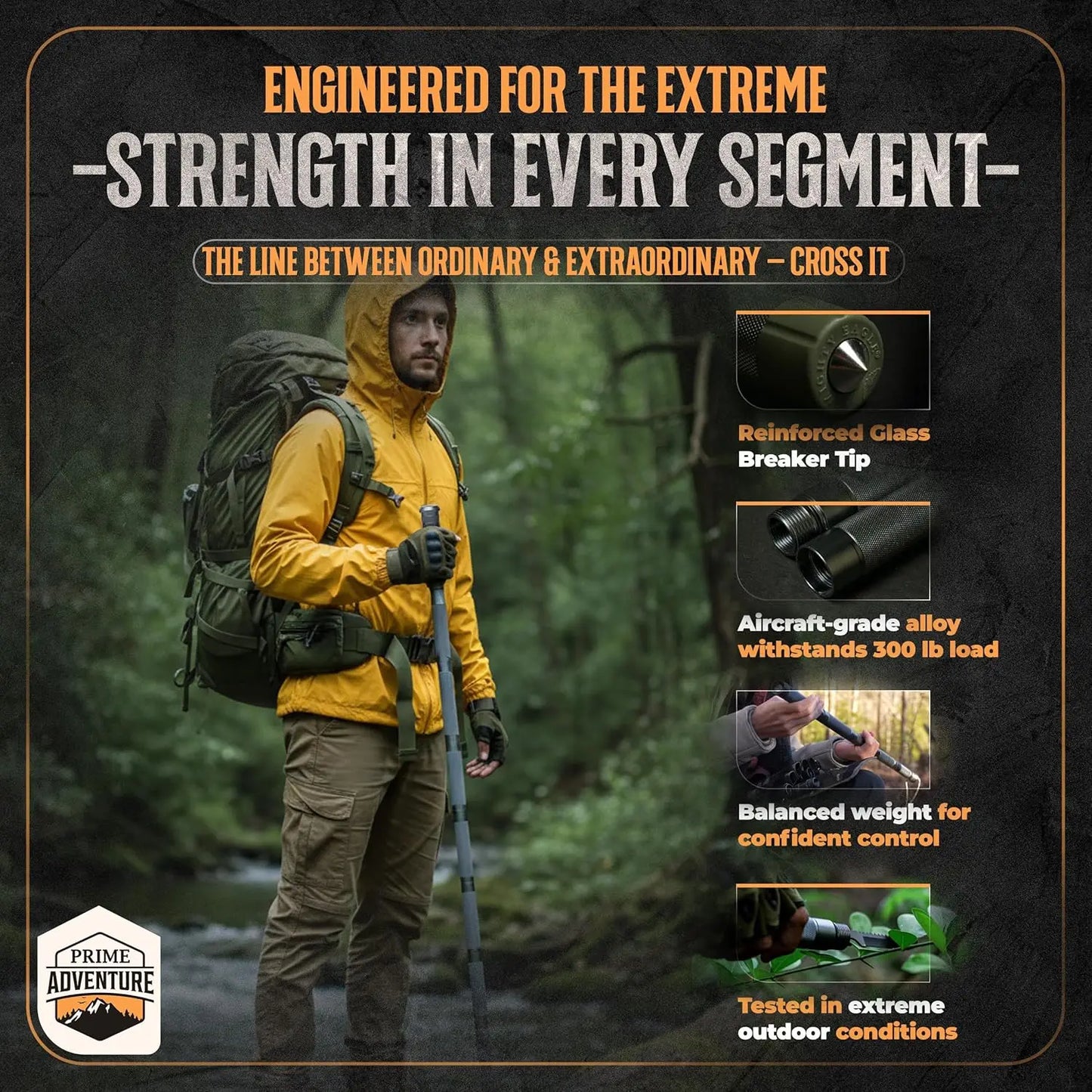 YTYIN 15-In-1 Tactical Survival Walking Stick And Staff