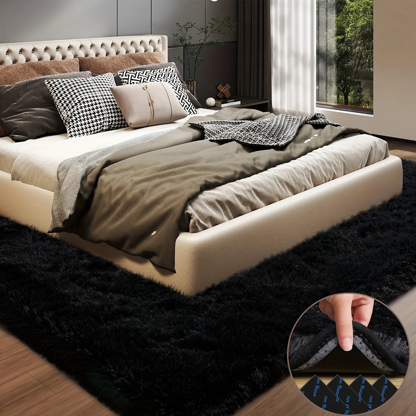 Plush Aubusson Geometric Area Rug For Living Room Decor