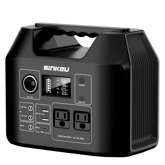 SinKeu Portable Power Station 300W Solar Generator with LiFePO4 Battery