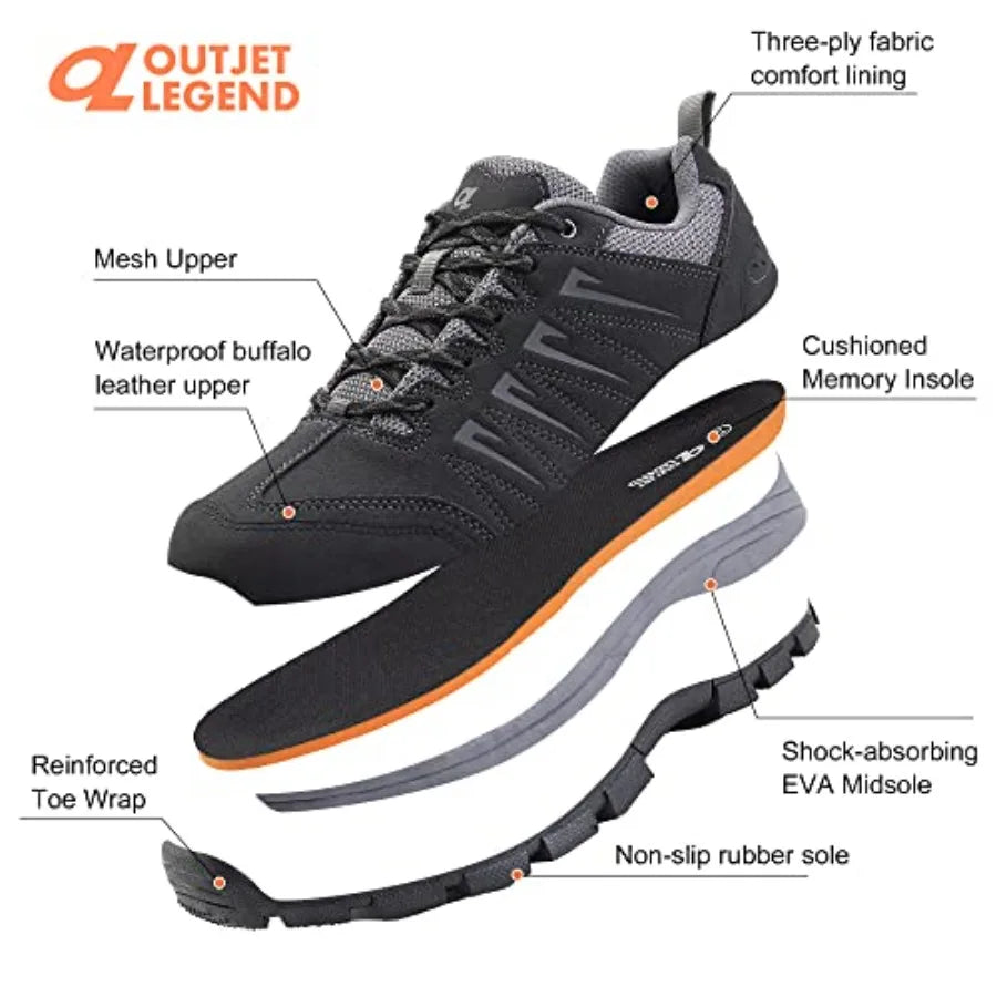 Legend Waterproof Hiking Shoes Leather Lightweight Anti Slip Unisex