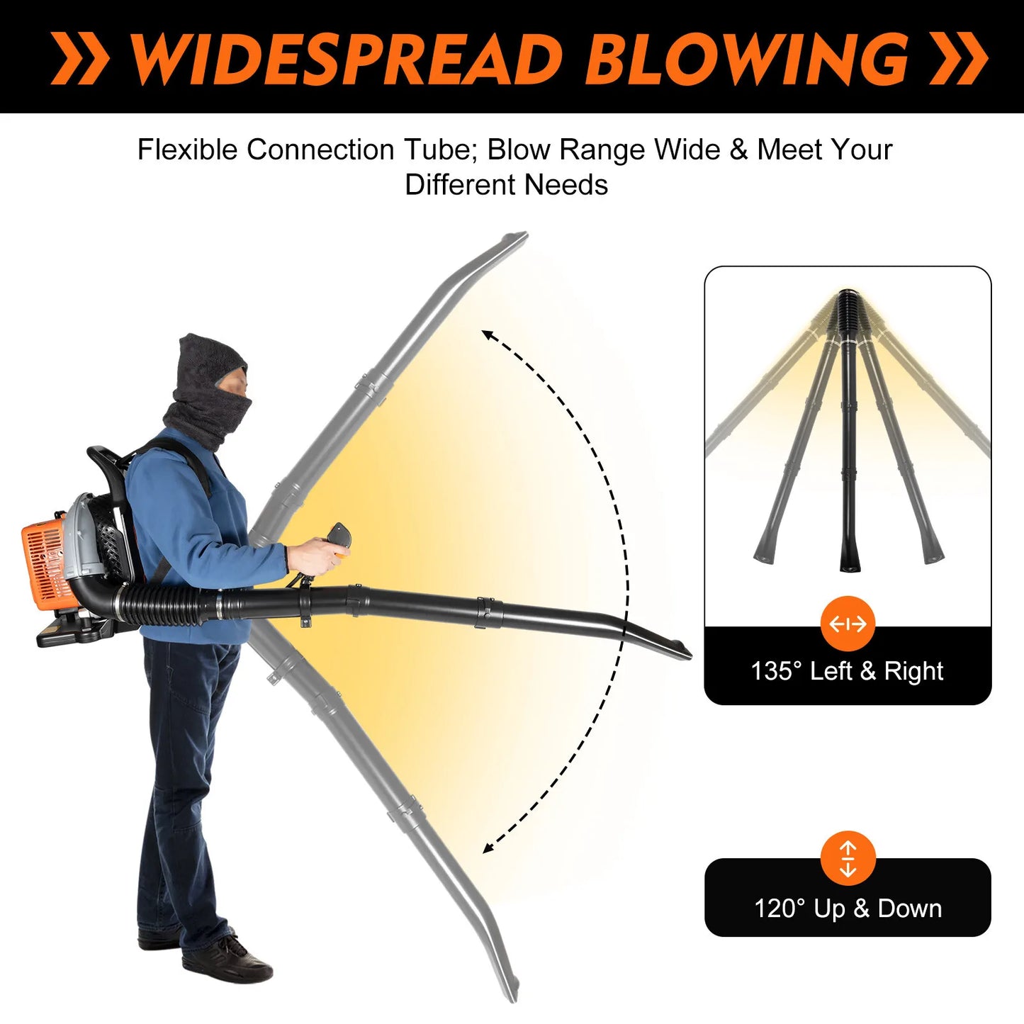 Bymaocar Gas Leaf Blower 63cc 2-Stroke 6800rpm Backpack