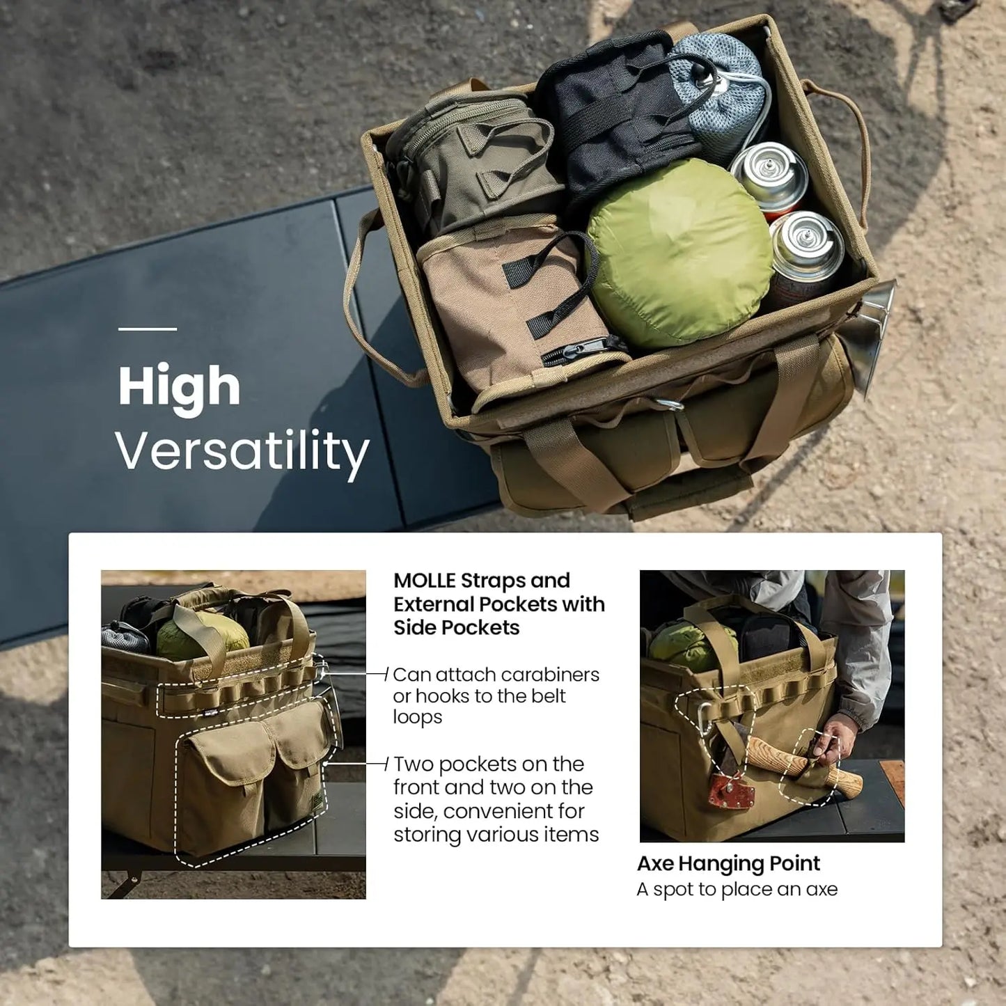 Collapsible 25L Camping Storage Tote Bag With Lid For Outdoors