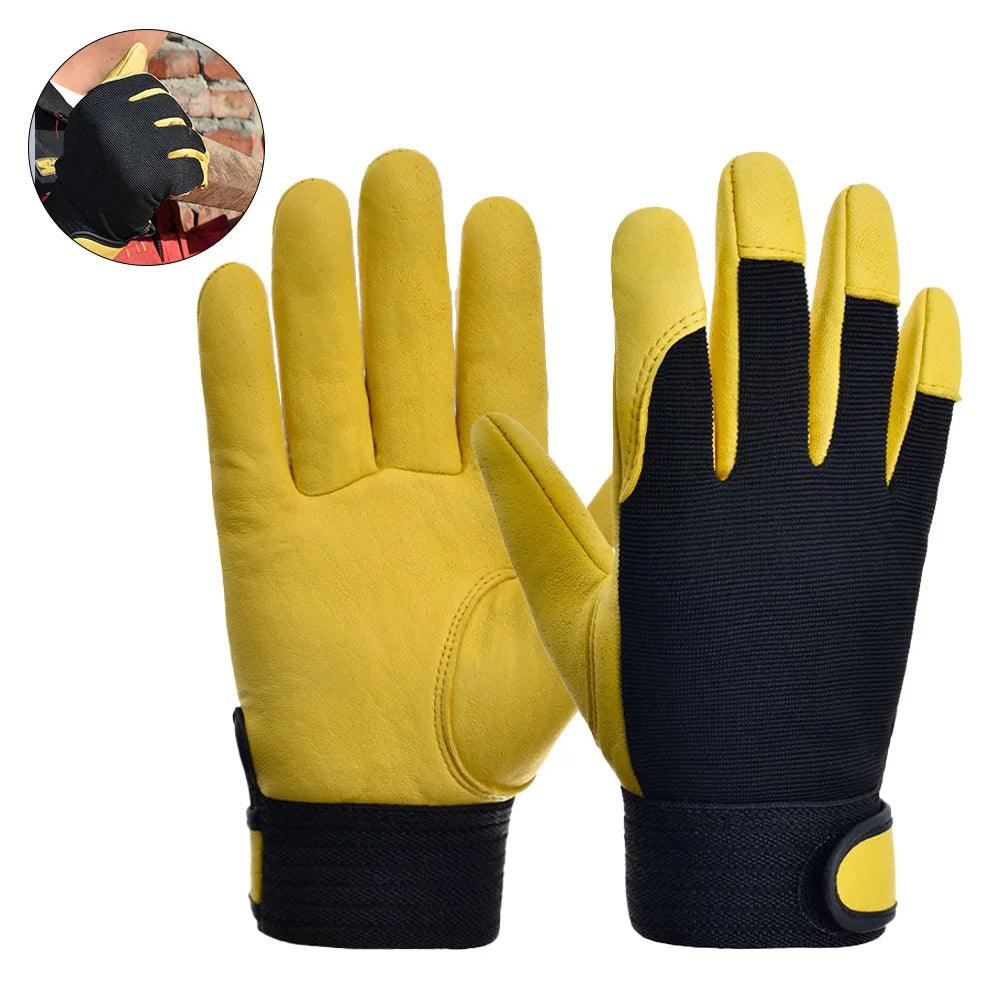 Cowhide Leather Work Gloves for Safety and Labour Protection