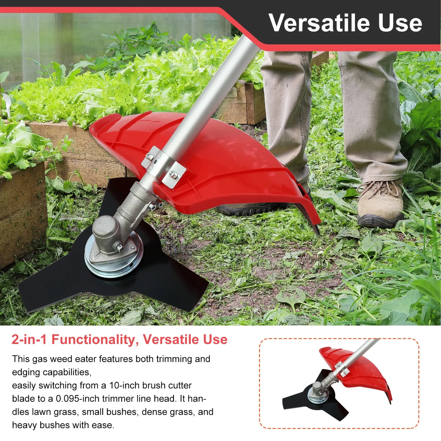 Gas Weed Eater 31cc 4-Stroke Trimmer For Lawns And Gardens