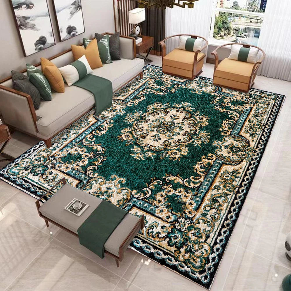 European Retro Geometric Large Rug For Living Room Non Slip Washable