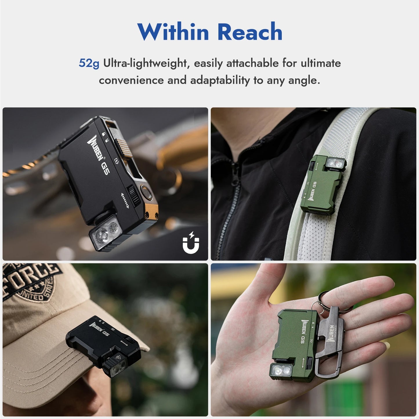 WUBEN G5 Magnetic EDC Flashlight 400 Lumen USB Rechargeable Keychain