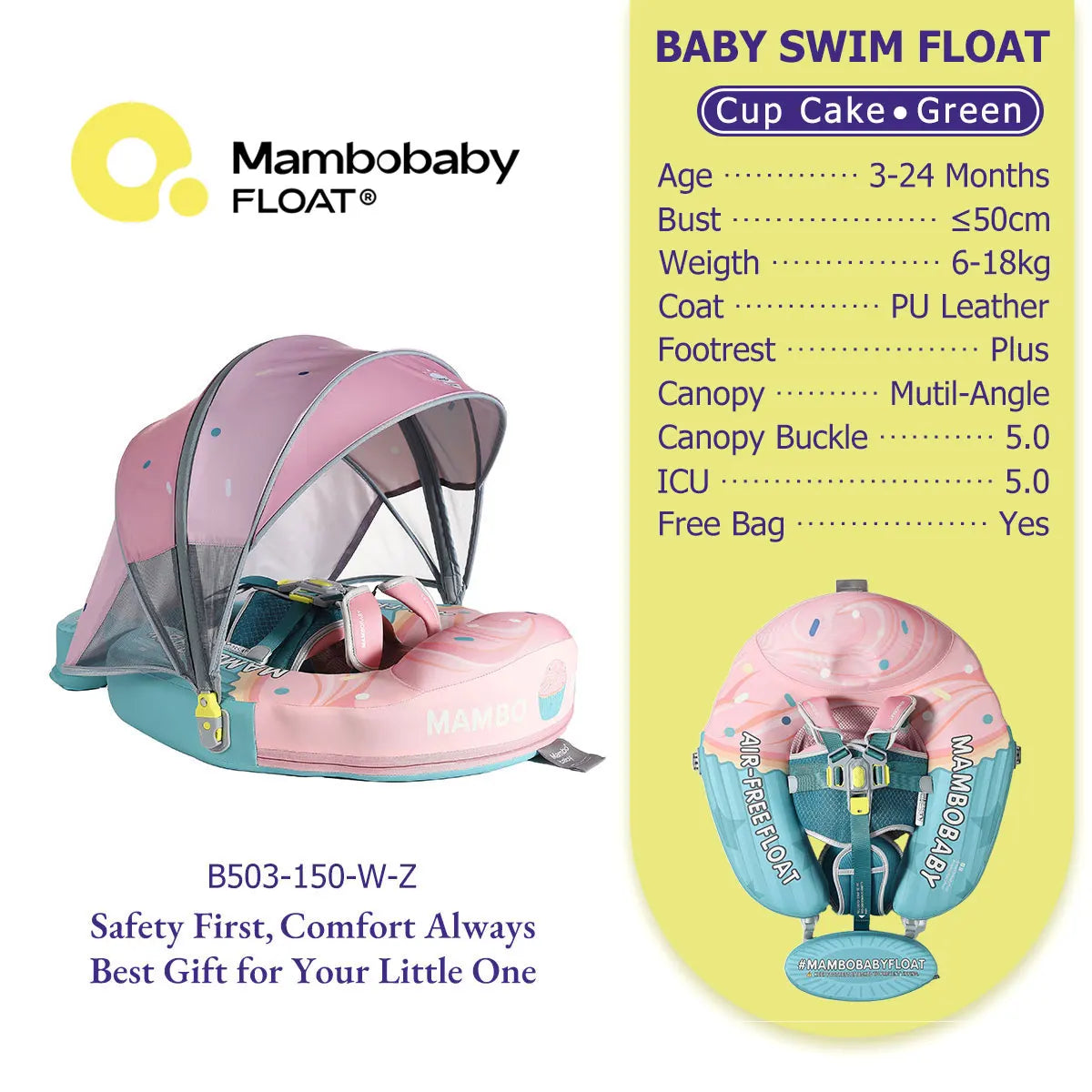 Mambobaby No Inflation Baby Float Harness For Safe Play