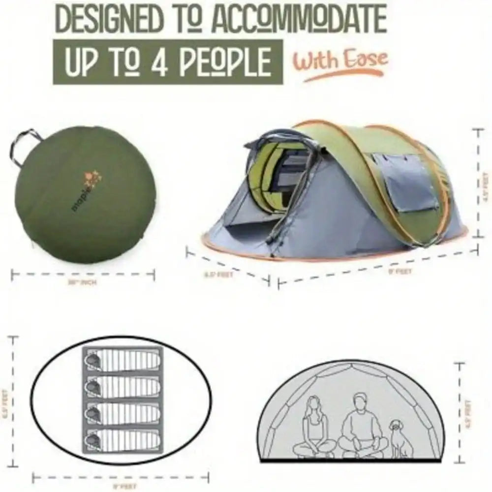 Camping Easy Pop Up Tent With Two Doors UPF50+ Waterproof
