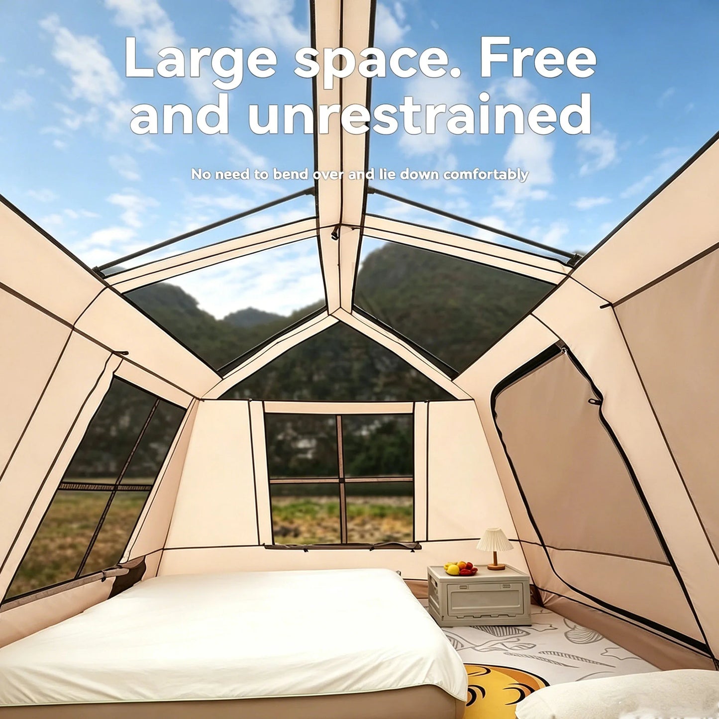 YC-15 Family Quick Setup Camping Tent with Front Awning