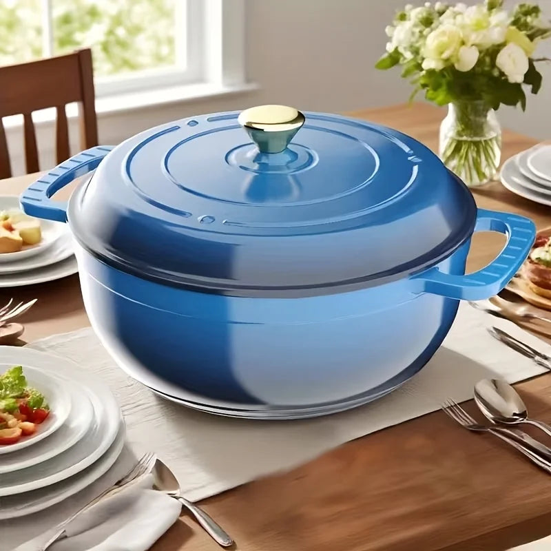 Cast Iron Dutch Oven With Lid Enamel Finish For Braising